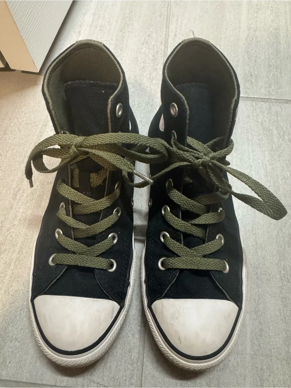 Kids DINOSAUR Converse Chuck Taylor All Star Sneakers - Black with Olive Laces